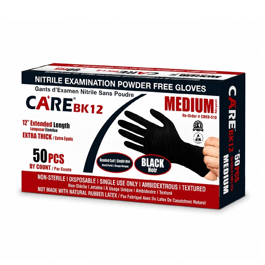 6 mil 12" Black Nitrile — CBK12 — black nitrile gloves from AEKONAMI
