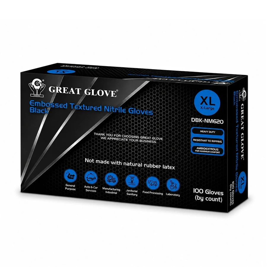 6 mil 3D Textured Black Nitrile — DBK-NM6 — black nitrile gloves from AEKONAMI
