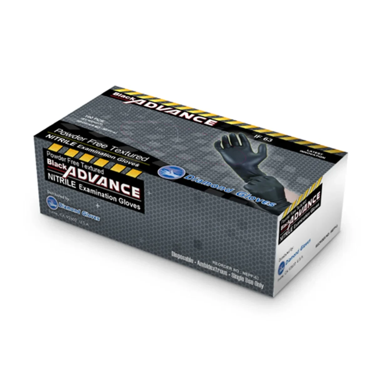 6.5–7.5 mil Black Nitrile Exam Gloves
