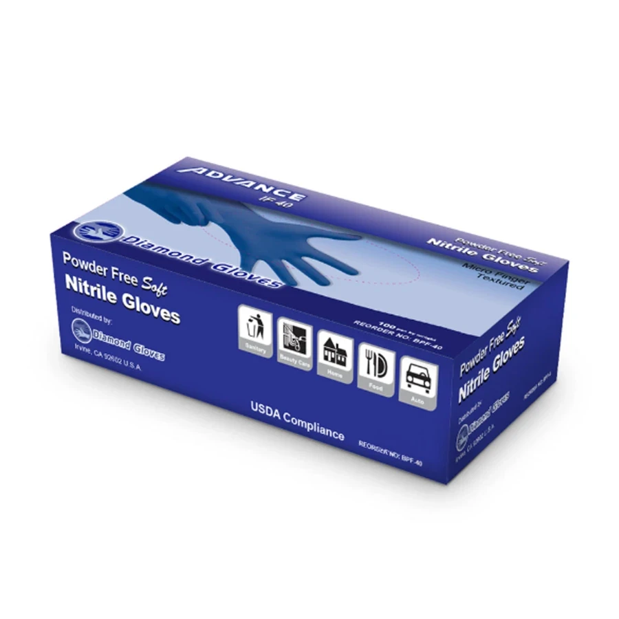 4–4.5 mil Blue Nitrile — IF40 — blue nitrile gloves from AEKONAMI
