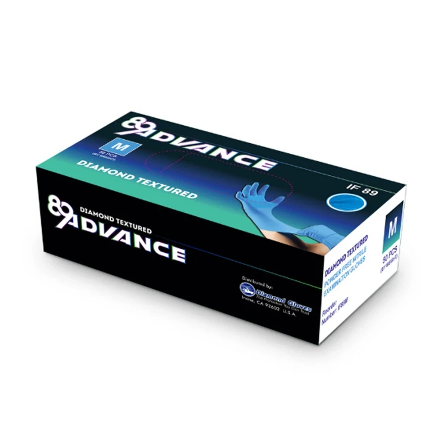 8–10 mil Blue Nitrile — IF89 — blue nitrile gloves from AEKONAMI