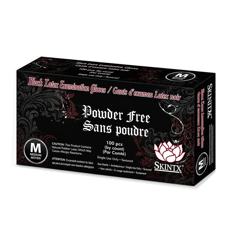 SKINTX BLK900 6 mil Black Latex Exam Powder-Free Gloves — latex gloves from AEKONAMI