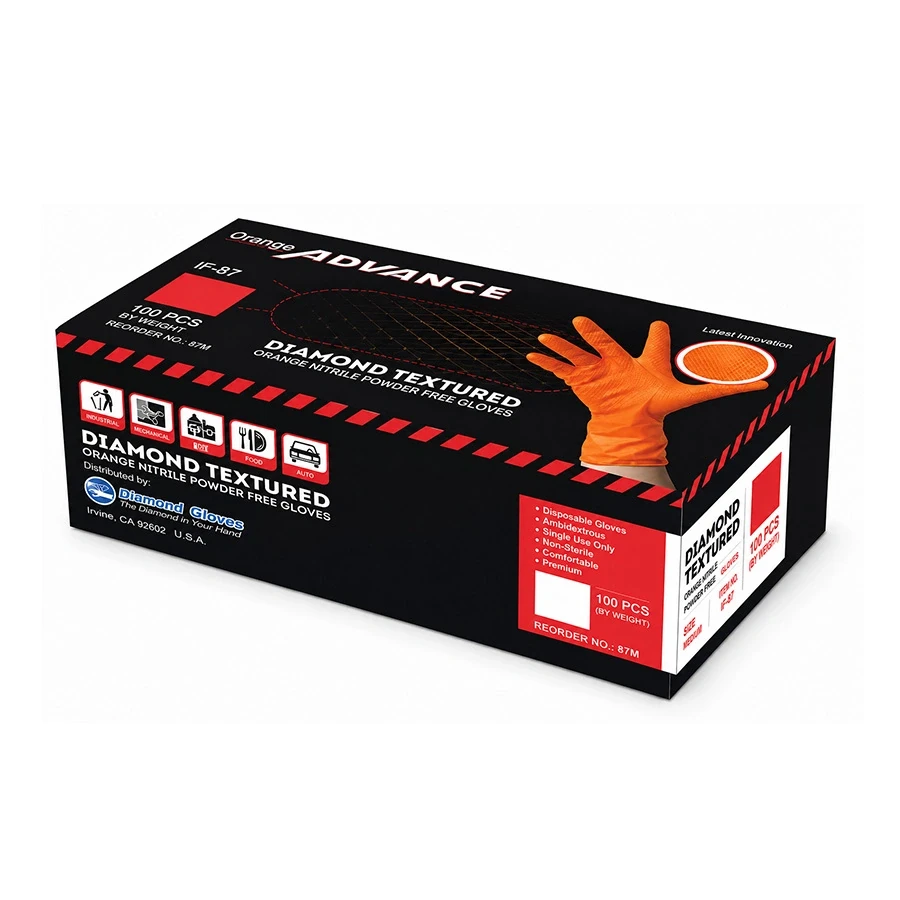 5.5 mil Orange Nitrile — IF87 — orange nitrile gloves from AEKONAMI
