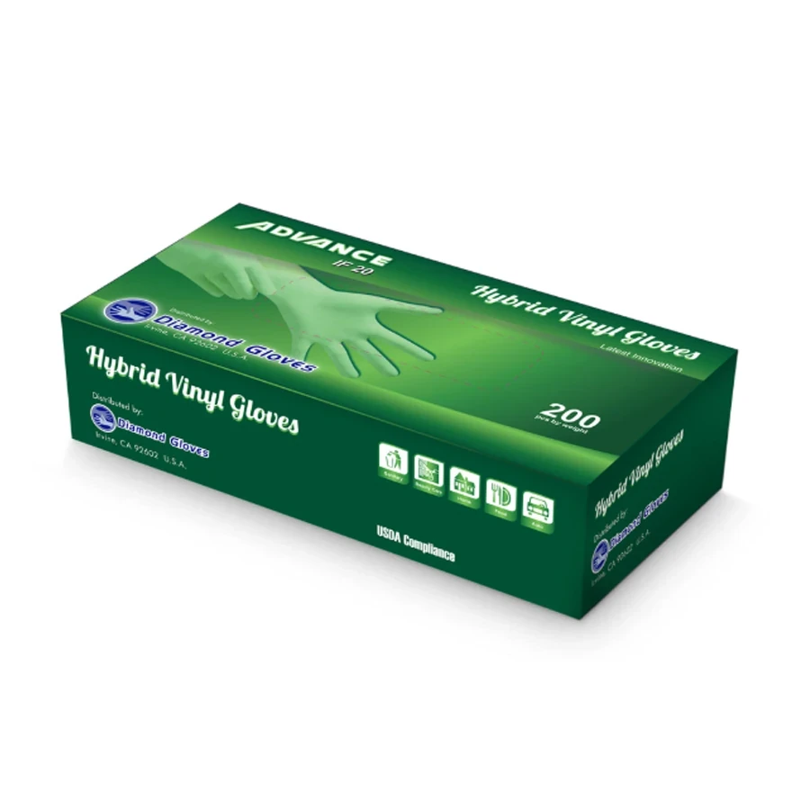 1.5–2.0 mil Powder Free Clear Hybrid Vinyl (TPE) Gloves